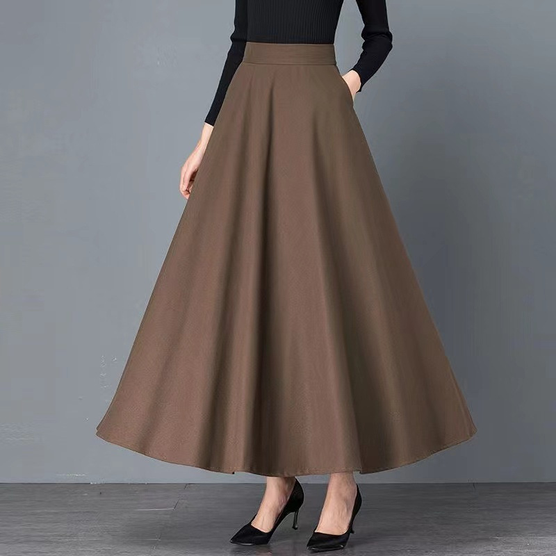 【ポケット付き】新作スカート ミモレ丈スカート ハイウエスト 大きい裾スカート レディース 春秋万能 大きいサイズ ダンス Aラインスカート|undefined