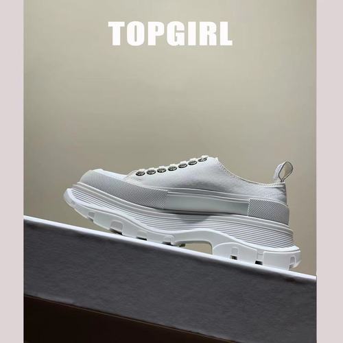 McQueen high-top canvas shoes, Naza same style white women's shoes, thick soles, built-in height, dad shoes, moccasin shoes