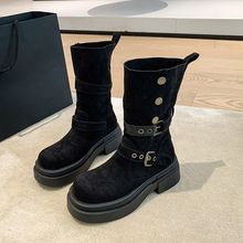 2025秋冬季新款两穿厚底中靴子女时尚百搭舒适休闲显瘦女士马丁靴