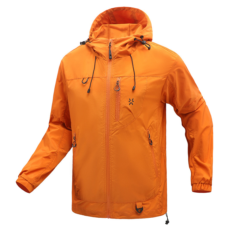 Sun Protection Clothing Men's Outdoor Mountain Style Summer Thin Breathable Ice Silk Quick-Drying Hooded Jacket Waterproof Travel Fishing Clothing