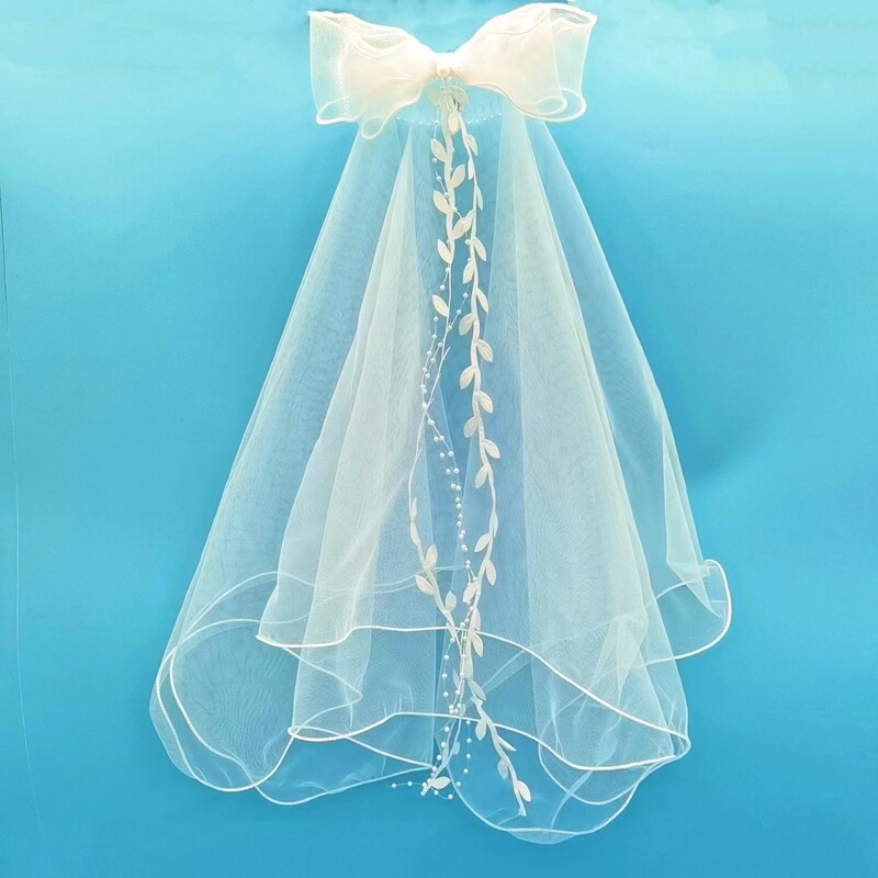Bridal Double-Layer Overlay Wedding Dress Wedding Photography Performance Curled Hair Comb Veil Hair Accessories Princess Bow Veil Bridal Double-Layer Overlay Wedding Dress Wedding Photography Performance Curled Hair Comb Veil Hair Accessories Princess Bow Veil