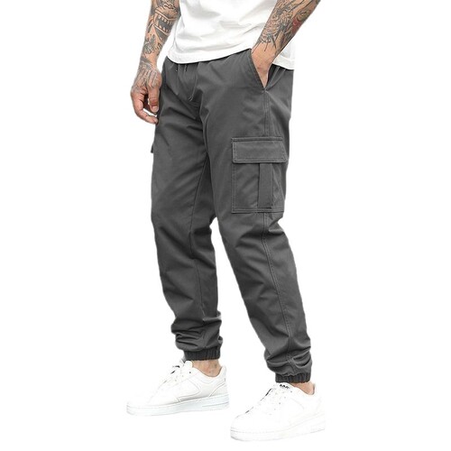 New stylish work pants, Western and European independent casual long pants, trendy brand short-sleeved drawstring with multiple pockets