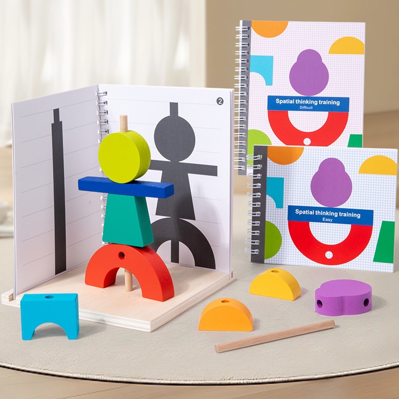 Niños 3D construcción de bloques de construcción de espacio de proyección tridimensional acertijos de educación temprana sombra emparejamiento juguetes de madera al por mayor