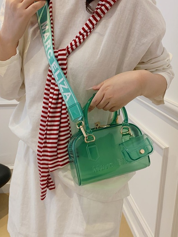 Verano nuevo bolso de almohada portátil de PVC transparente de jalea para mujeres este año popular alta textura mochila de hombro