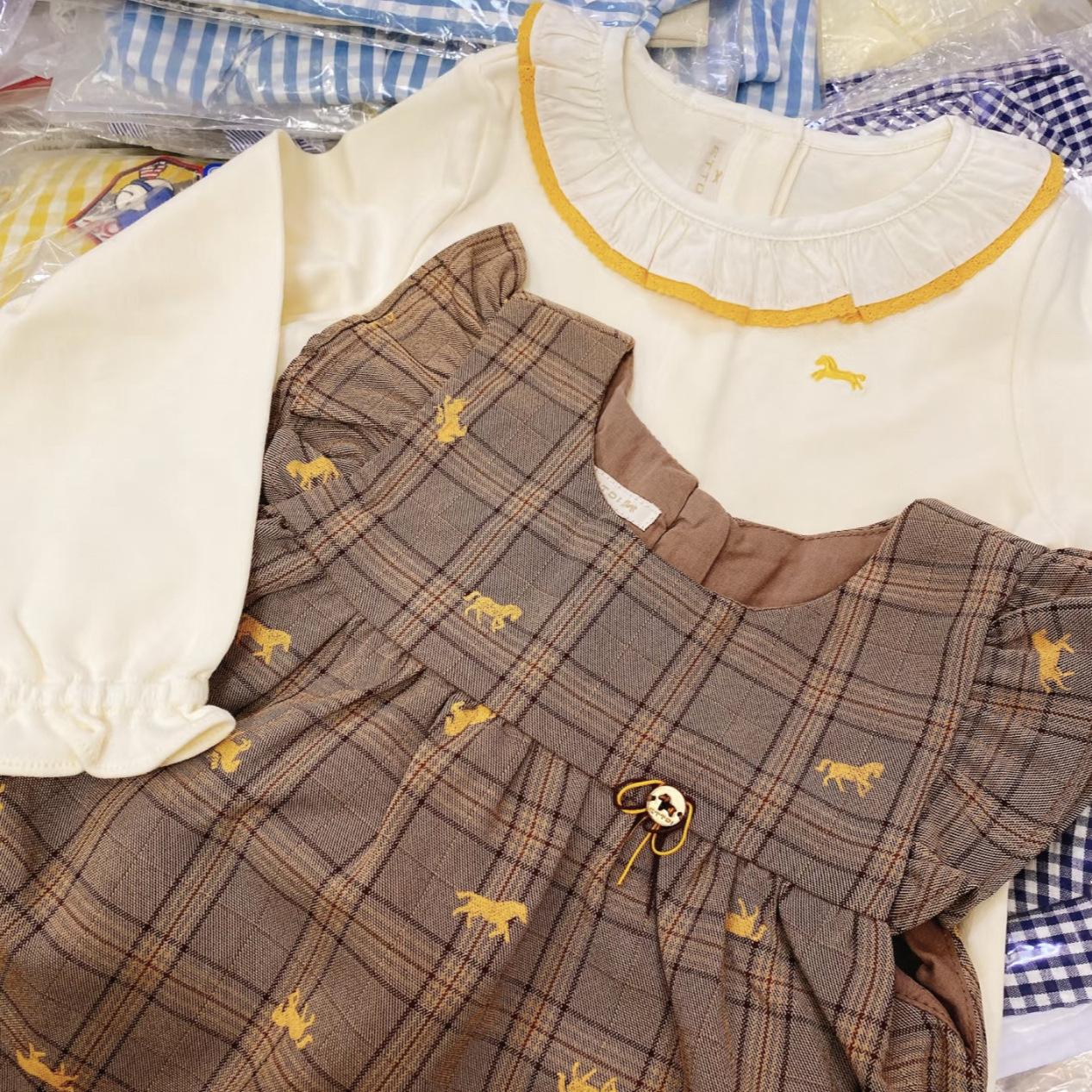 Patpat ropa infantil transfronteriza primavera y otoño vestido de niña camisa a rayas delgada comercio exterior miscelánea