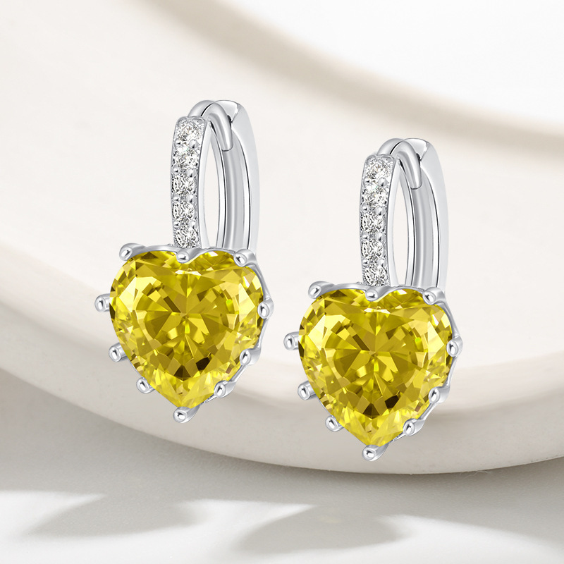 All Seasons Season 1 Pair Shiny IG Style Heart Shape Inlay Copper Zircon Earrings