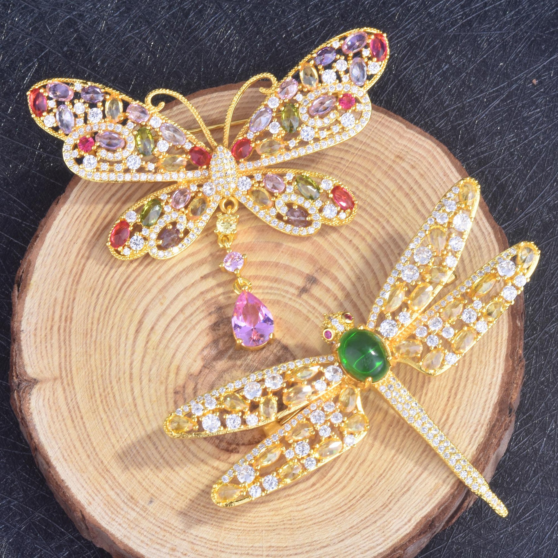 Butterfly Zircon Brooch Dragonfly Brooch Scarf Button Jacket Coat Pin Autumn And Winter Jewelry display picture 1