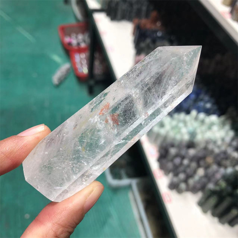 Direct Of Natural White Crystal Column Ornaments Natural Crystal Raw Stone Polished Hexagonal Column Home Decoration