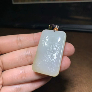 Jin Yutang Xinjiang Hetian Jade Suet Jade Landscape Brand Delicate and Oily Sugar White and Crafted
