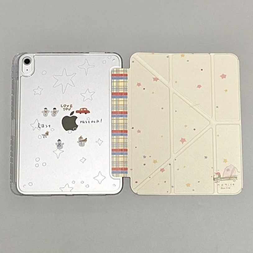 Plaid Colorful Star Y-Fold iPad Pro New A16 Protective Case Apple 11/10/9 Generation Air7/6 Protective Case
