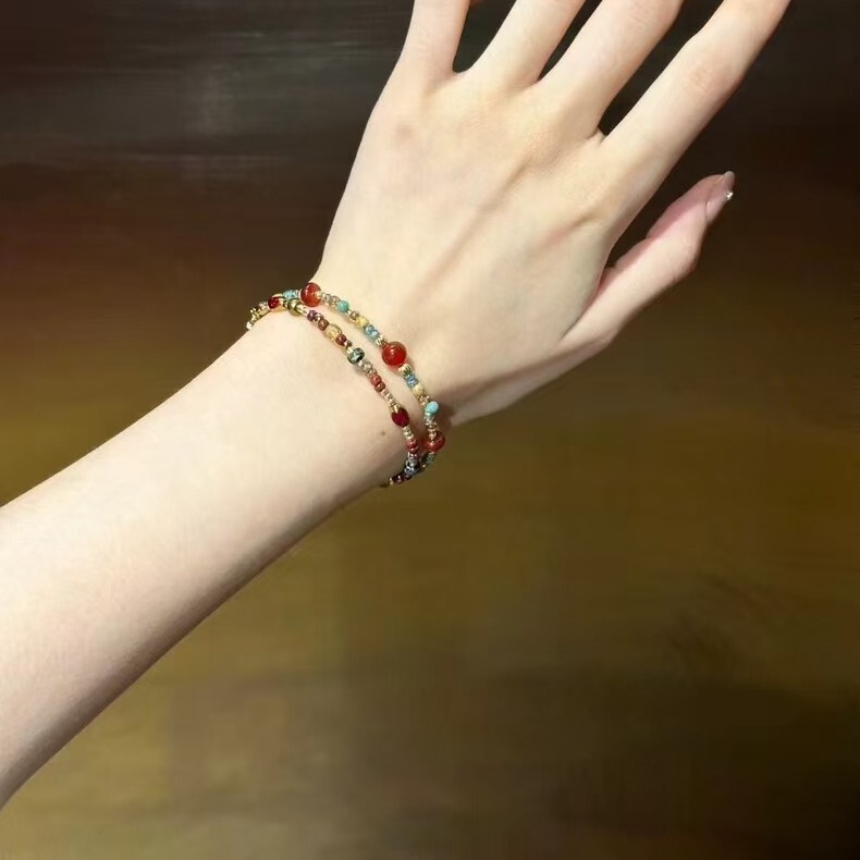 New Chinese Style Beaded Bracelet Niche Design Dunhuang Chinese Style Bracelet Clavicle Chain High-End Western Style Accessories New Chinese Style Beaded Bracelet Niche Design Dunhuang Chinese Style Bracelet Clavicle Chain High-End Western Style Accessories