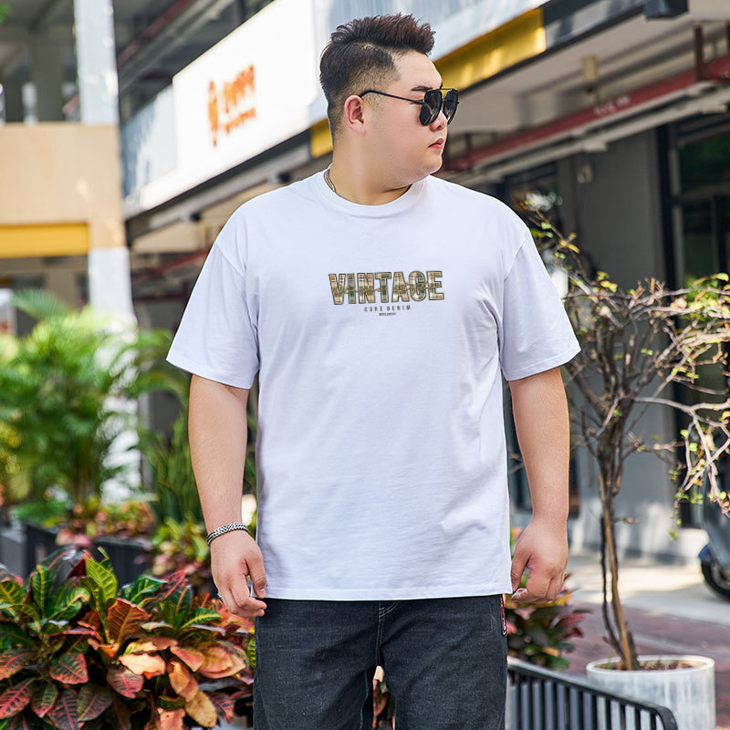 Fat Man Short-sleeved Men's Plus-sized Cotton Loose Sports Casual Youth Half-sleeved Sweatshirt Summer Clothes Men's Top