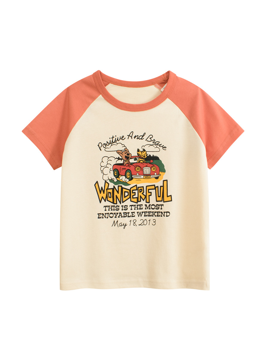 27kids ropa para niños de moda verano para niños coreanos 2025 nuevos productos de dibujos animados para niños y bebés camiseta de manga corta al por mayor de una pieza