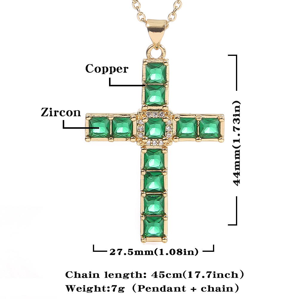 Fashion Cross Copper Pendant Necklace Chain Inlay Zircon Copper Necklaces display picture 1