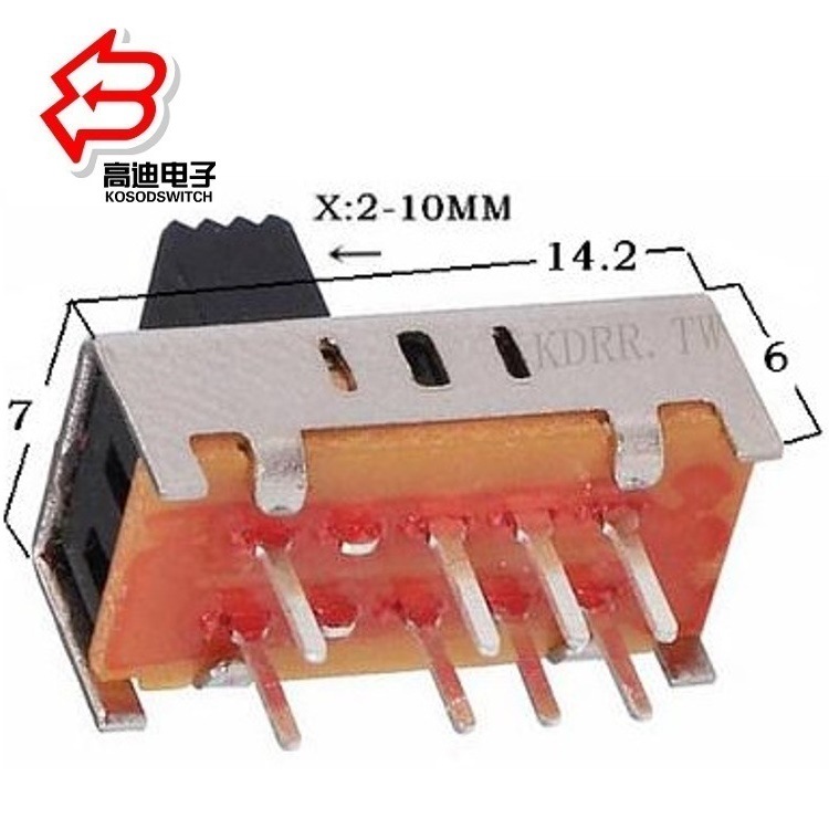 批发小型拨动开关三档  推荐3档滑动开关 直柄三位拨码开关八脚