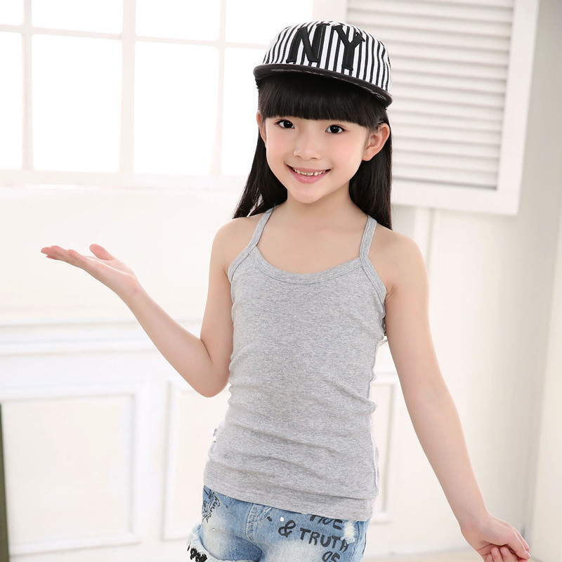 Camiseta de algodón para niños en forma de I para niñas pequeña camisola para niños ropa interior para niñas de verano