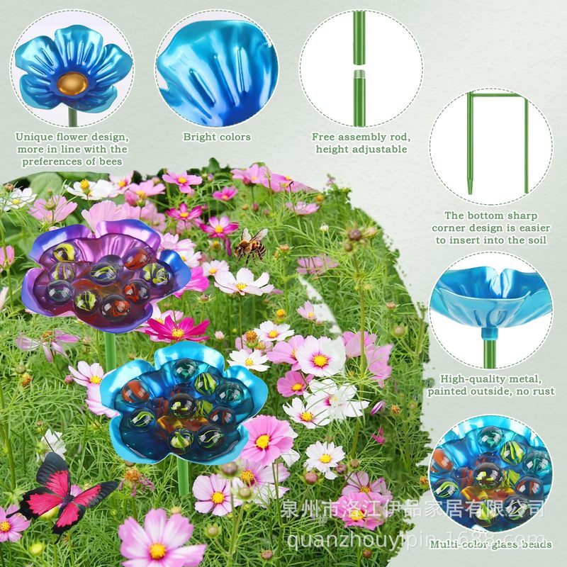 国境を越えた屋外庭園の鉄芸ミツバチ蝶飲水器は鳥器食盆花園に花を飾って挿した|undefined