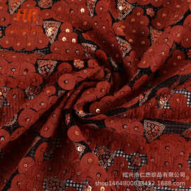 现货供应绣花网布花边绣珠片布料礼服亮片蕾丝雪纺激光面料布贴