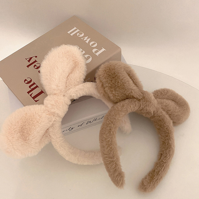 Plush Rabbit Ears Headband White