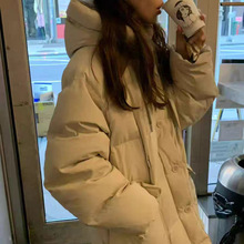 3天 2025冬季新韩国东大门纯色简约休闲连帽中长款90鸭绒羽绒服女