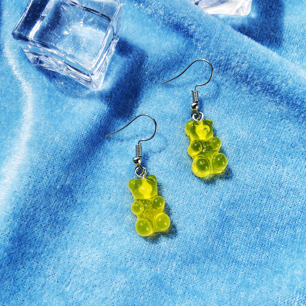 New Transparent Bear Candy Color Earrings display picture 6