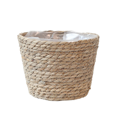 Woven straw flower pots and flower baskets, potted plants, creative wicker baskets, rattan plant sets, gardening decorative flower baskets