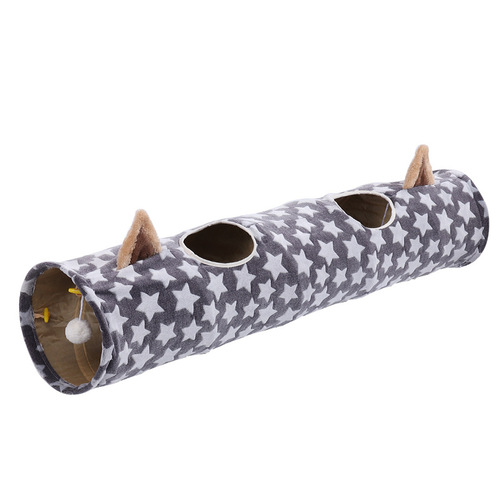 Pet Products Amazon New Cat Ears Straight Foldable Cat Tunnel Self-Hiring Paper Cat Tunnel Toy
