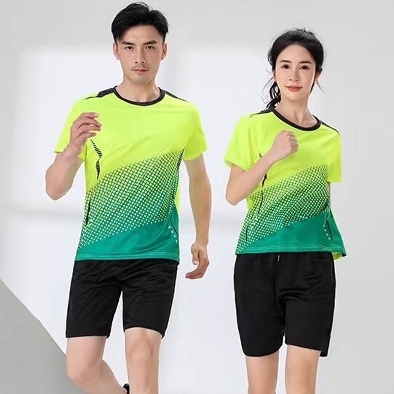 Breathable Badminton Clothing Men's and Women's Short-sleeved suit Sports Quick-drying Clothing Printing Air Volleyball Competition Training Camp Team Clothing Summer