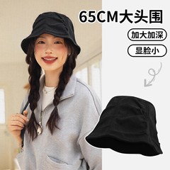 日系灯芯绒水桶帽女大头围显脸小渔夫帽子秋冬百搭防风护耳盆帽