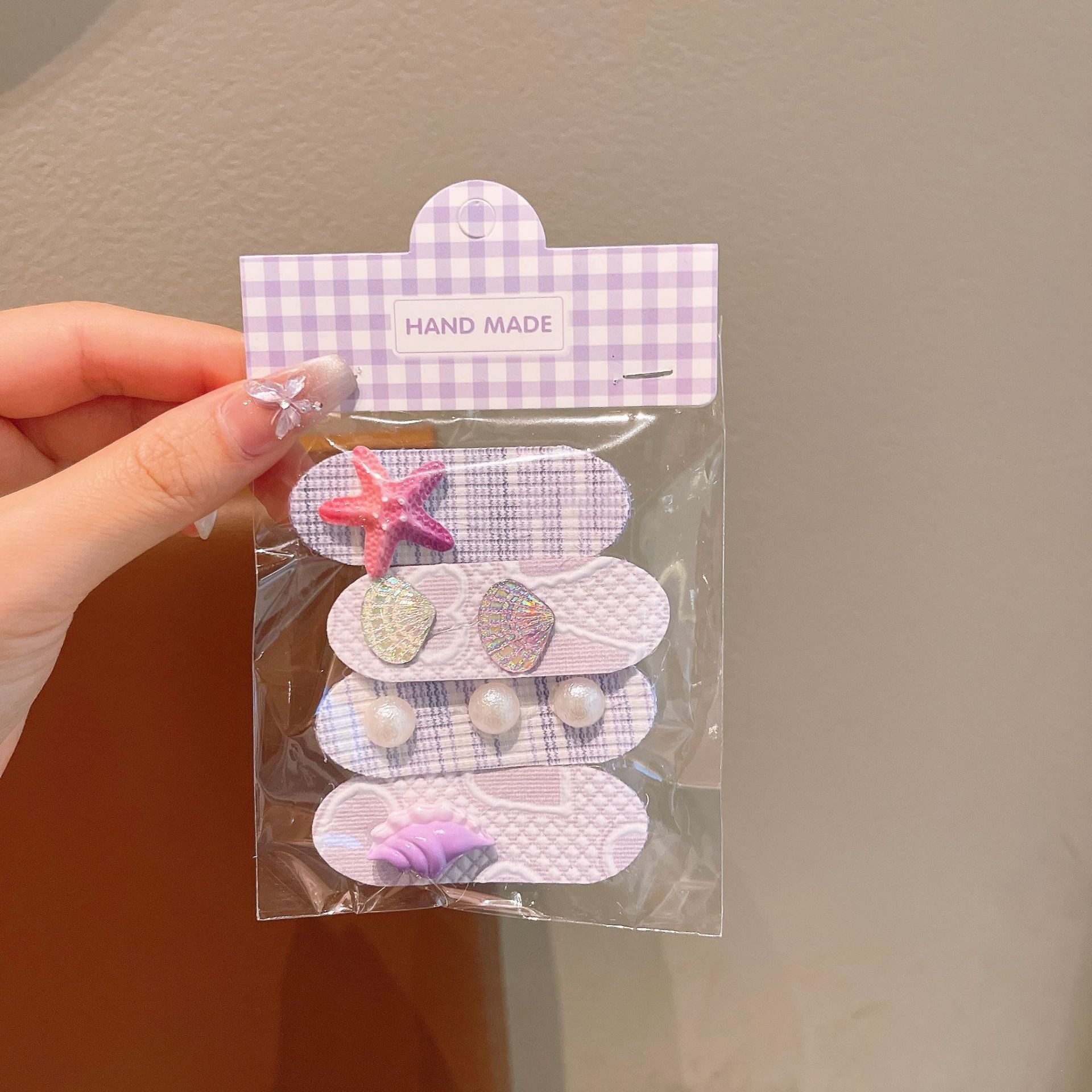 Estrella de mar conchas de bebé velcro pegatinas de cabello roto pegatinas de sudor pegatinas de cabello adornamiento de cabello no dañado pegatinas de frangeo para niños