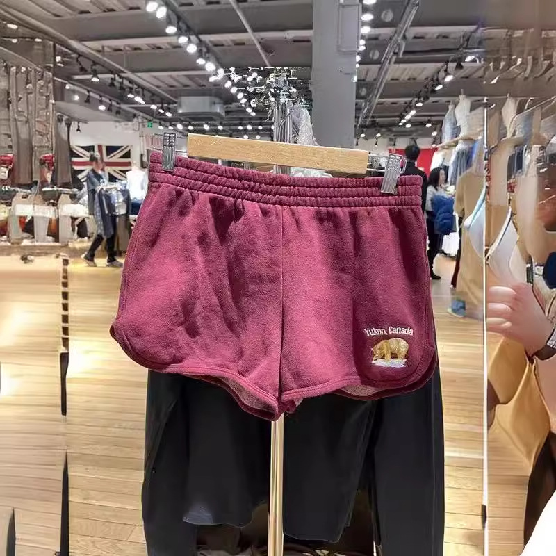 BM 스타일 아메리칸 스타일 빈티지 베어 수 놓은 반바지 Bm 스포츠 캐주얼 바지