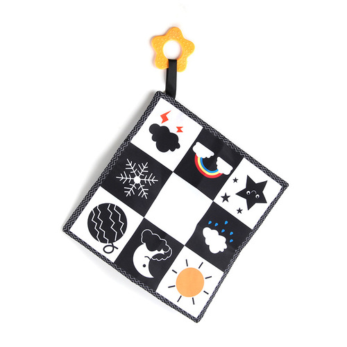 Baby bed surround early education cloth book toy baby lathe new black and white double-sided educational bed surround saliva towel pendant