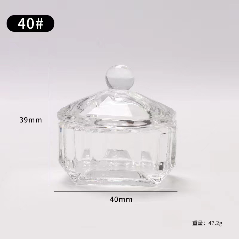 Nueva Cruz-frontera directa de uñas recta vidrio octogonal con tapa Copa de cristal desembalaje herramienta de lavado de uñas Copa