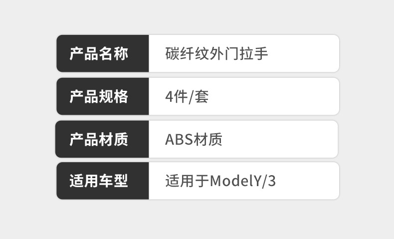 Applicable to the new version of Model3 Y door handle antifreeze installation Tesla carbon fiber pattern door handle modification