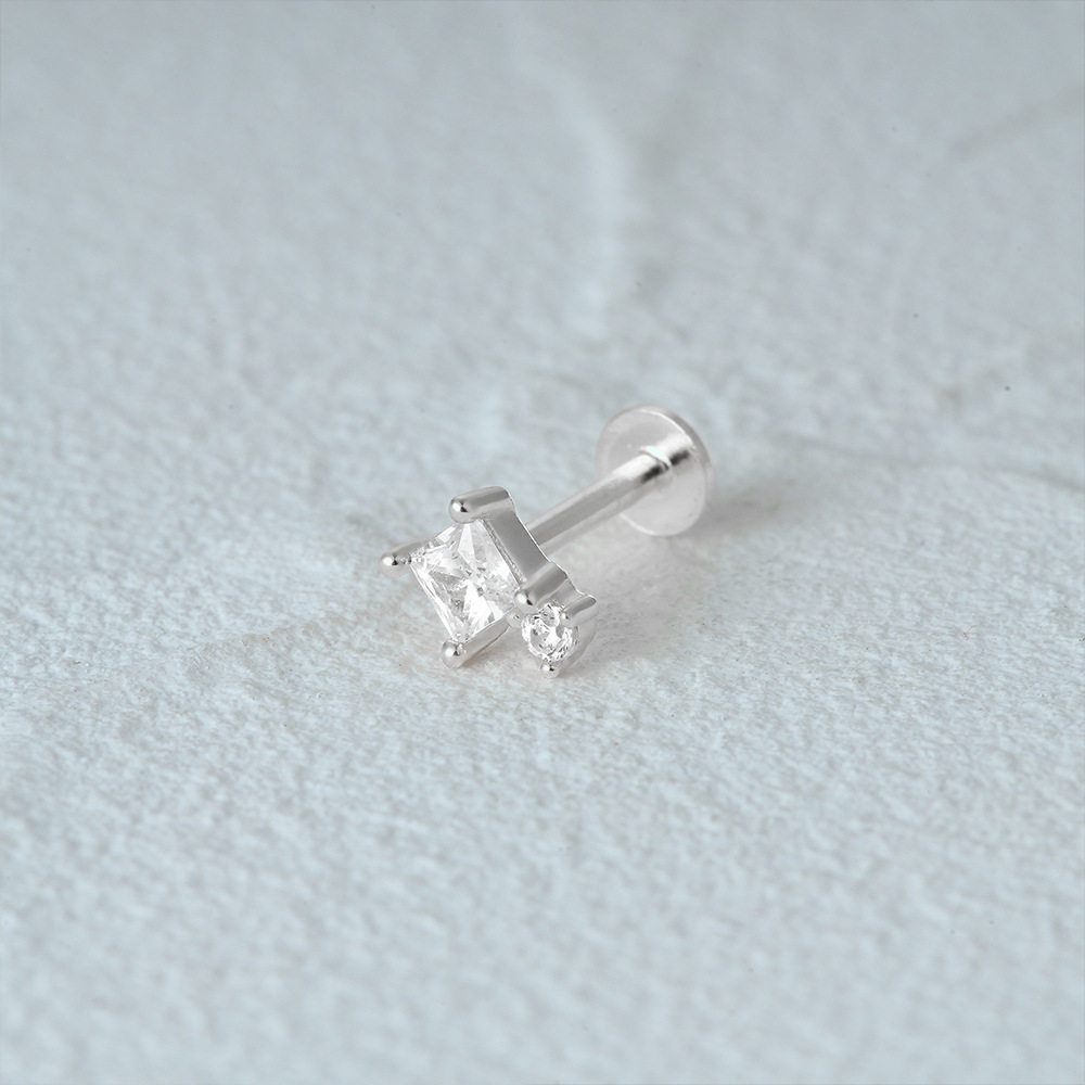 2g Weight Zircon Inlay Material Ear Studs Classification 1 Piece Quantity Daily Occasion 925 Sterling Silver Material Geometric Pattern Women's Gender Plating Design Simple Style Style 1 Piece Ear Cartilage Rings & Studs Simple Style Geometric 925 Sterling Silver Plating Zircon 33