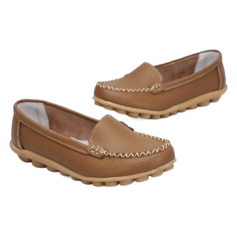 Весенне-осенняя повседневная обувь Женская обувь на плоской подошве Кожаная обувь на Плоском Каблуке Обувь для беременных Женская обувь для медсестер Белая