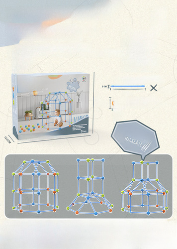 Cross-border DIY tent fort building kit puzzle construction game house block children's toy