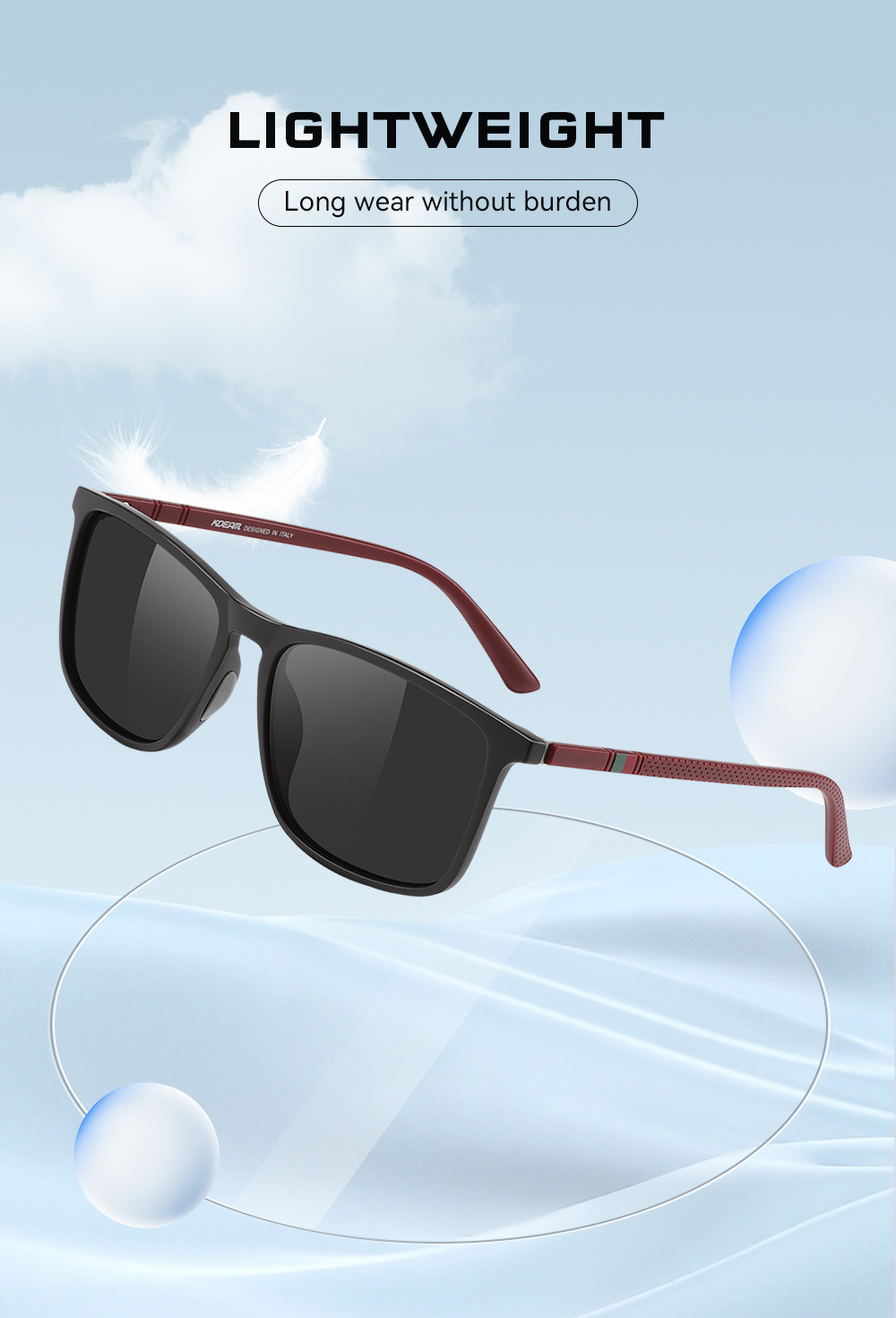 KDEAM New Large Size Square Polarized Sunglasses Outdoor UV Protection Fishing Driving Glasses KD705-PLUS
