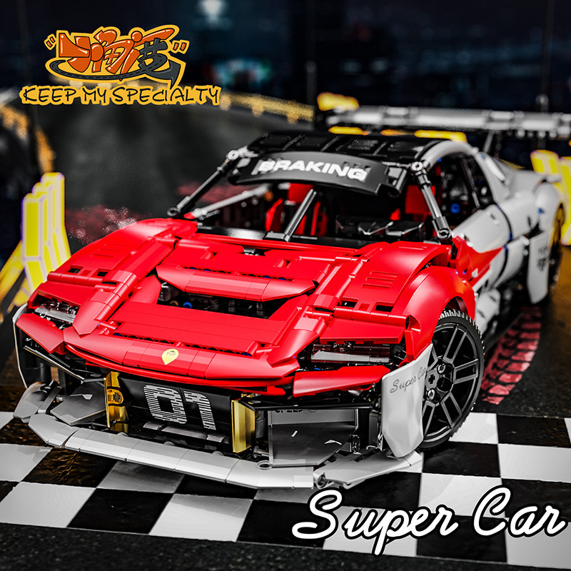 Coche deportivo JD009 de ángulo pequeño, de montaje rápido, escala 1:10, juguete de bloques de construcción de moda, regalo de cumpleaños para niños