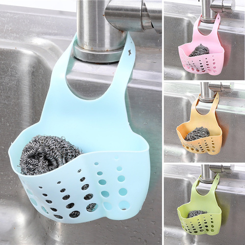 Kitchen rack faucet sponge drain rack hanging adjustable snap-type hanging bag sink storage hanging basket