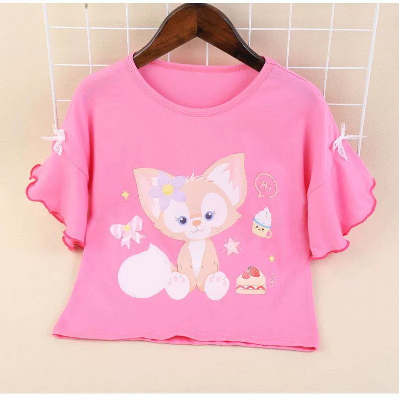 Summer thin children's fashionable body-friendly T-shirt for leisure, puff sleeves, with short sleeve, children's clothing