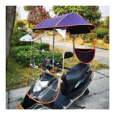 Elektromobil üçün ön şüşə çətiri (günlük) battery-powered tricycle motorcycle, sun - high-definition-sliding-window-sun-protection-tarpaulin-grape-purple-rain-curtain-the-car-has-a-rearview-mirror