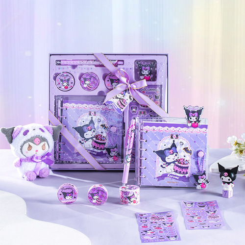 Yuemu Sanrio Kuromi Handbook Gift Box Set Girly Heart Checkered Big-Eared Dog Student Notebook Handbook