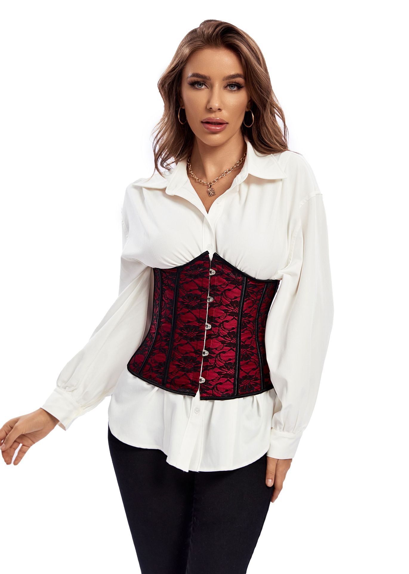 Red Short Waist Cincher Front View