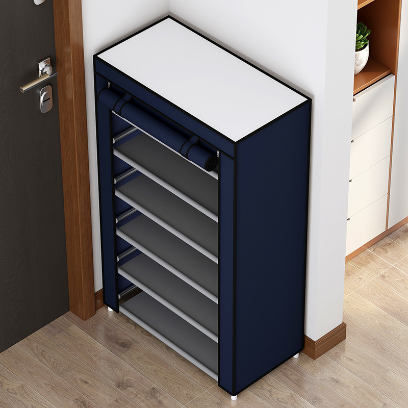 Estante de zapatos de tela de Oxford simple multicapa estante de almacenamiento multifuncional a prueba de polvo en la puerta del dormitorio estudiantil