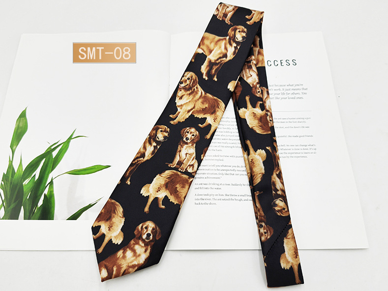 Fabricante spot impresión digital corbata de hombre estilo de Hong Kong moda retro casual animal divertido hecho a mano estilo 8cm
