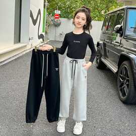 女童卫裤秋冬2025新款女孩宽松运动裤儿童冬季洋气百搭休闲束脚裤