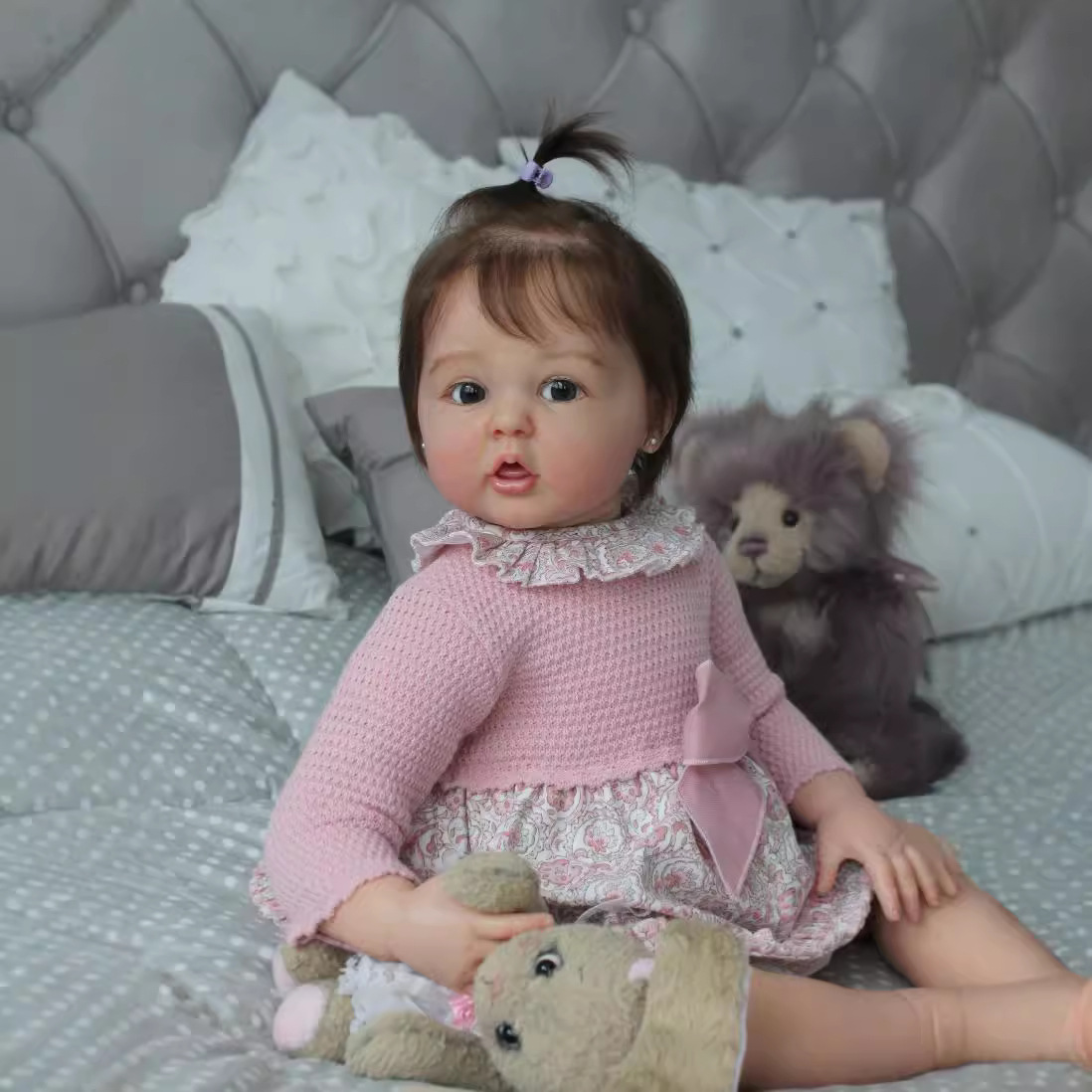 En stock 55cm simulación muñeca suave cuerpo completo vinilo renacido muñeca de los niños muñeca de juguete que acompaña