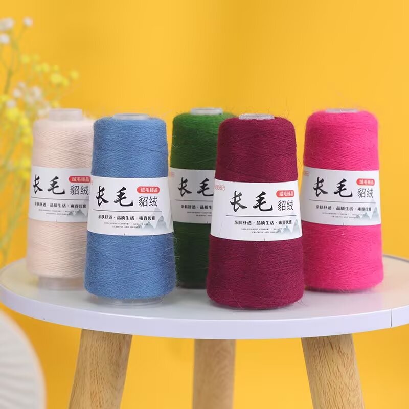 Long-Haired Mink Yarn, 14-Count, 2-Ply Fine Yarn, 0.05kg Skeins, Soft, Anti-Pilling, Skin-Friendly, Eco-Friendly, Plant-Dyed