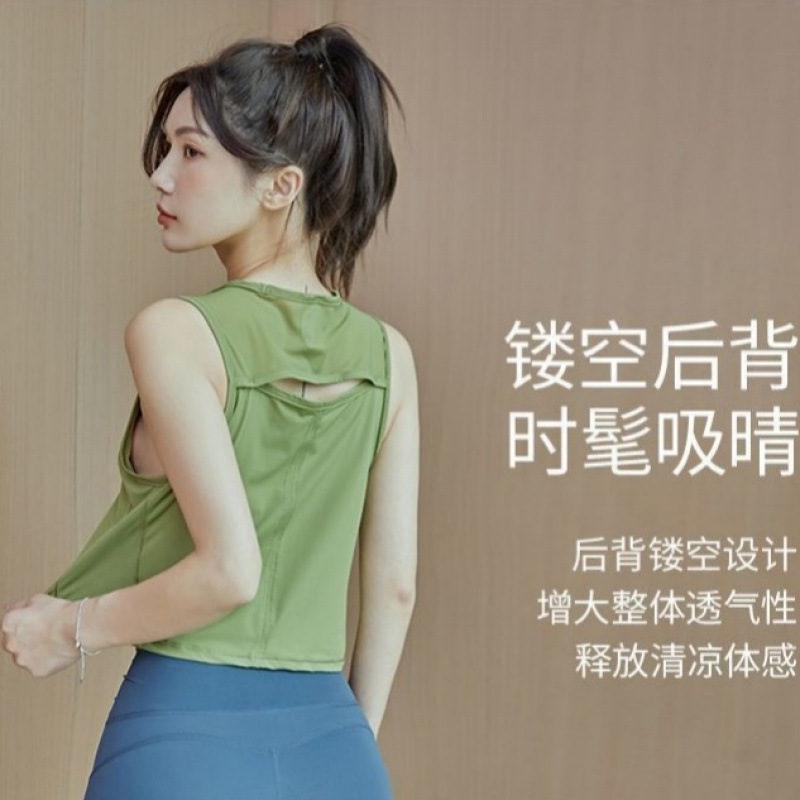 Chaleco de yoga ligero para mujeres de velocidad deportiva secas corta camiseta de malla sin mangas camiseta suelta comercio exterior